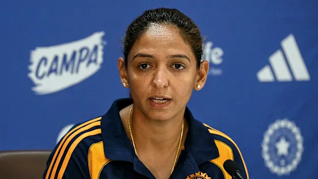 Harmanpreet Kaur speaks during a press conference