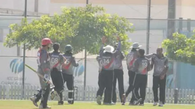 39456 UAE celebrate a wicket in their remarkable win over Afghanistan