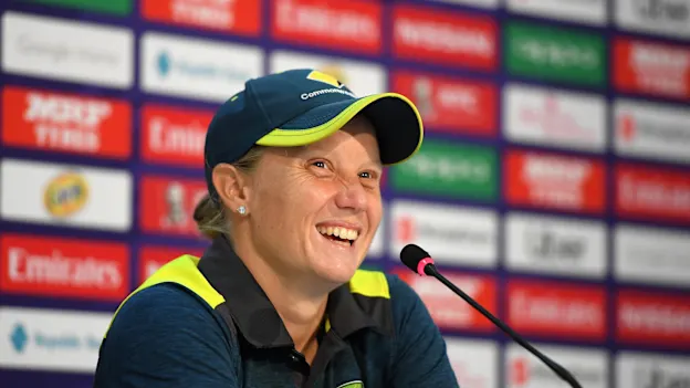 Alyssa Healy of Australia during the ICC Women's World T20 2018 Semi-Final match between Windies and Australia at Sir Viv Richards Cricket Ground on November 22, 2018 in Antigua, Antigua and Barbuda.