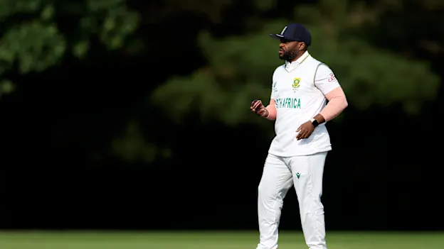 Temba Bavuma in action in the warm-up game against Zimbabwe ahead of WTC25 Final