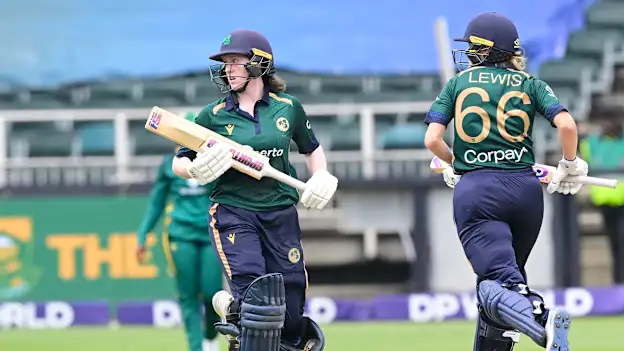 Gaby Lewis and Christina Reilly of Ireland in action during the 3rd Women's ODI match between South Africa and Ireland 