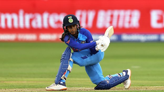 Jemimah Rodrigues of India plays a shot during the ICC Women's T20 World Cup group B match between England and India at St George's Park on February 18, 2023 in Gqeberha, South Africa.