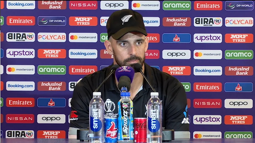 22 October - Dharamsala - New Zealand player Daryl Mitchell post-match ...