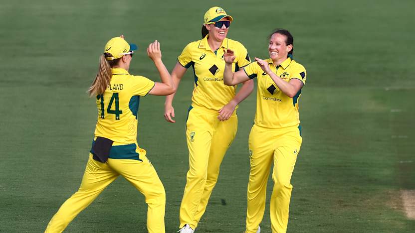 Australia defeats India in first ODI; Schutt shines.