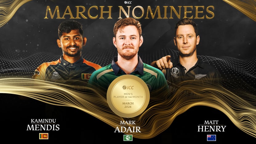 ICC Men’s Player of the Month nominees for March 2024 named