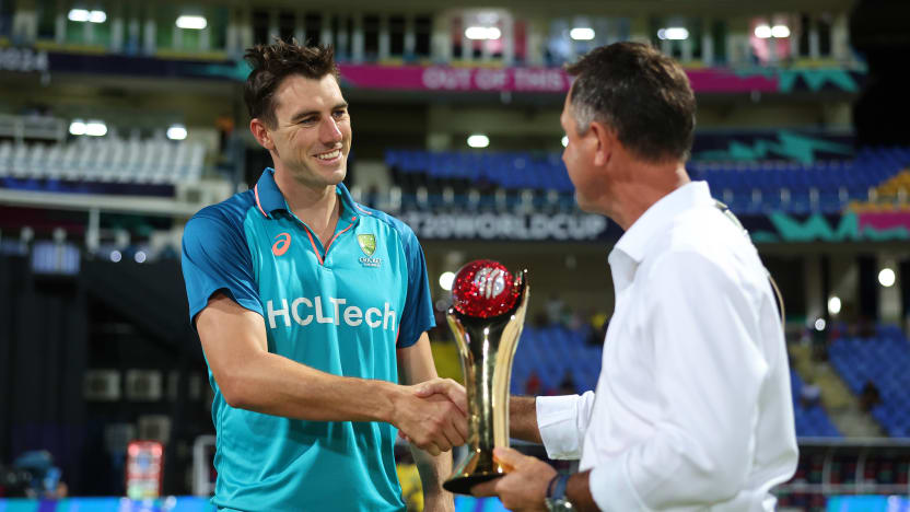 Ponting presents Cummins ICC Men’s Cricketer of the Year trophy in Antigua