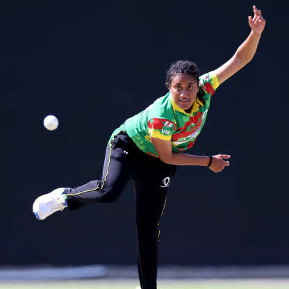 Vicky Mansale of Vanuatu bowls during the ICC Women's T20 World Cup Qualifier 2024 match between United Arab Emirates and Vanuatu at Zayed Cricket Stadium on May 03, 2024 in Abu Dhabi, United Arab Emirates.