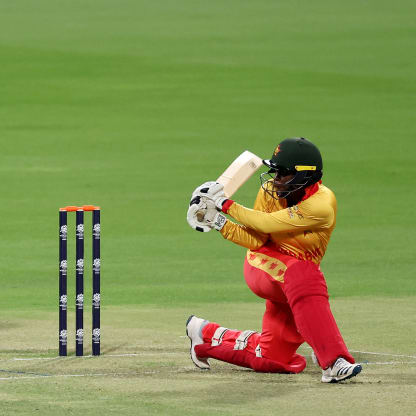 Chipo Mugeri-Tiripano of Zimbabwe bats during the ICC Women's T20 World Cup Qualifier 2024 match between Zimbabwe and Vanuatu at Zayed Cricket Stadium on April 25, 2024 in Abu Dhabi, United Arab Emirates.