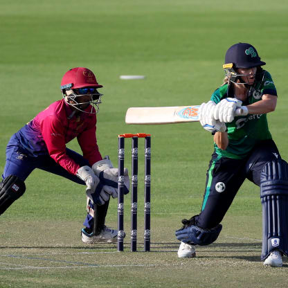 Eimear Richardson of Ireland bats during the ICC Women's T20 World Cup Qualifier 2024 match between Ireland and United Arab Emirates at Zayed Cricket Stadium on April 25, 2024 in Abu Dhabi, United Arab Emirates.