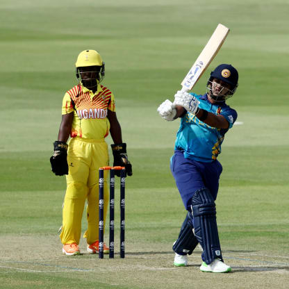 Chamari Athapaththu of Sri Lanka bats during the ICC Women's T20 World Cup Qualifier 2024 match between Sri Lanka and Uganda at Zayed Cricket Stadium on May 01, 2024 in Abu Dhabi, United Arab Emirates.