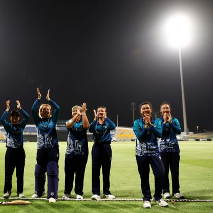 Players of Thailand applaud the fans as they celebrate after the ICC Women's T20 World Cup Qualifier 2024 match between Thailand and USA at Zayed Cricket Stadium on May 01, 2024 in Abu Dhabi, United Arab Emirates.