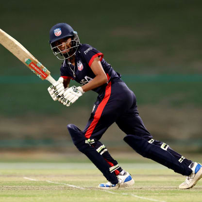 Aditiba Chudasama of USA bats during the ICC Women's T20 World Cup Qualifier 2024 match between Thailand and USA at Zayed Cricket Stadium on May 01, 2024 in Abu Dhabi, United Arab Emirates.