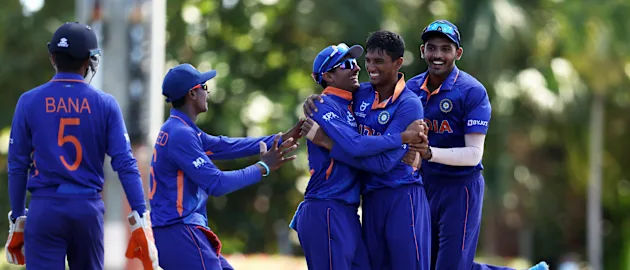 India celebrate a wicket