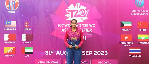 Esha Oza was adjudged Player of the Match for her unbeaten 60-ball 78