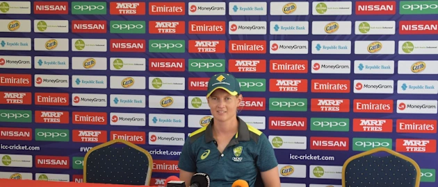 Australia's captain Meg Lanning during the Australia Captain's Arrival Press Conference - ICC Women's World T20 2018 November 5 at the Guyana National Stadium, 2018 in Providence, Guyana.