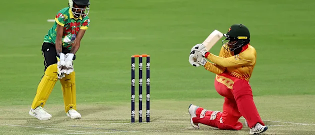 Chipo Tiripano during the ICC Women's T20 World Cup Qualifier 2024 (via Getty images)