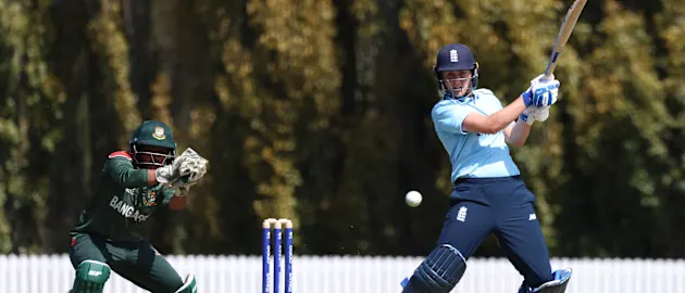 Natalie Sciver of England on her way to 108 during the 2022 ICC Women's Cricket World Cup warm up match between Bangladesh and England at Lincoln Green on February 28, 2022 in Lincoln, New Zealand.
