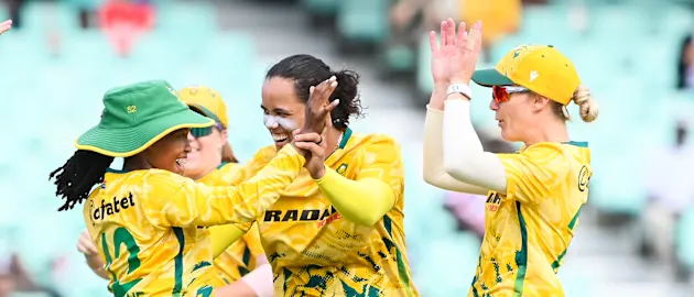 Chloe Tryon claimed three wickets for 22 in the second T20I against India in Durban (CSA)