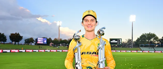 Player of the Match and Player of the Series Laura Wolvaardt after the Proteas Women's 4-1 T20I series win against India in Benoni (CSA)
