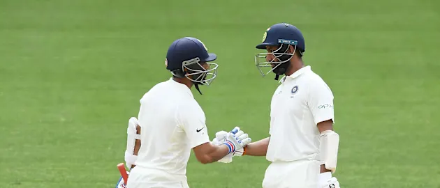 Ajinkya Rahane and Cheteshwar Pujara put up a fine 87-run partnership to prop India up