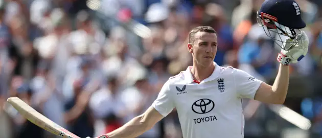 Harry Brook after his century against India at Edgbaston 