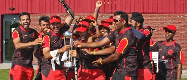 German team celebrates with their trophy.