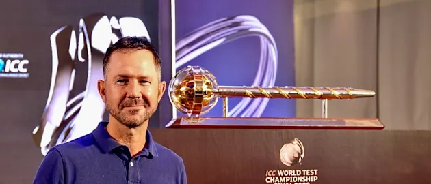 Ricky Ponting with the Test Mace – the trophy up for grabs for India and Australia
