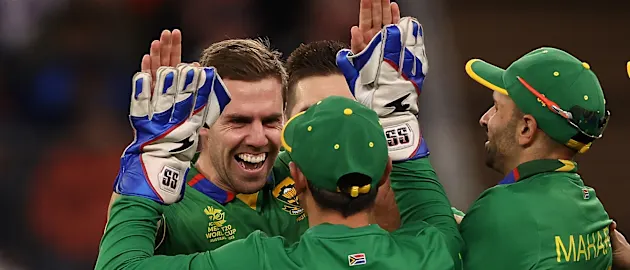 Anrich Nortje of South Africa celebrates the wicket of Deepak Hooda of India during the ICC Men's T20 World Cup match between India and South Africa 1920x1080