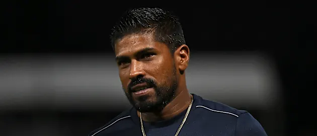 Prenelan Subrayen of South Africa is seen ahead of game three of the Men's T20 International series between Australia and South Africa at Cazaly's Stadium 