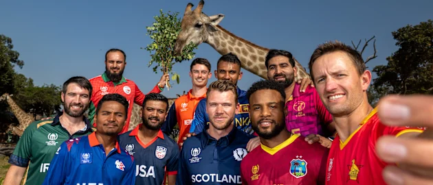 Captains pose ahead of the ICC Men's Cricket World Cup Qualifier Zimbabwe 2023