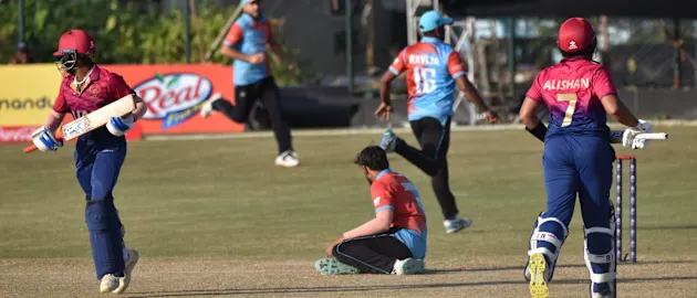 Action from the ICC T20 World Cup Asia Qualifier Final