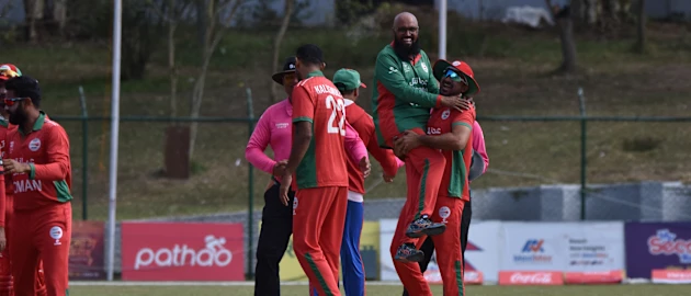 Action from the ICC T20 World Cup Asia Qualifier Final