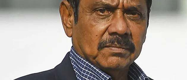 Sri Lankas first Test captain Bandula Warnapura poses for a picture at the Rawalpindi Cricket Stadium in Rawalpindi.