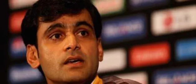 37741 Mohammad Hafeez speaking at a press conference in Colombo on Wednesday