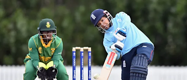 Sophia Dunkley of England during the 2022 ICC Women's Cricket World Cup warm up match between South Africa and England at Bert Sutcliffe Oval on March 02, 2022 in Lincoln, New Zealand.