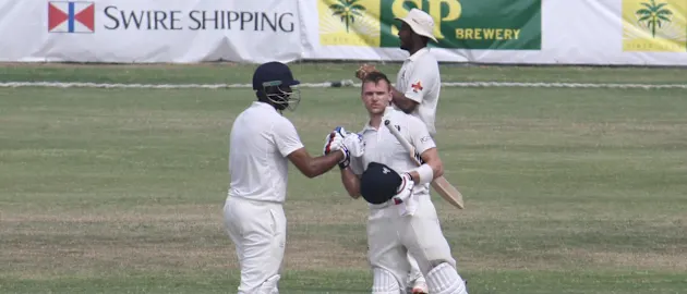 Scotland's Richie Berrington celebrating making his century