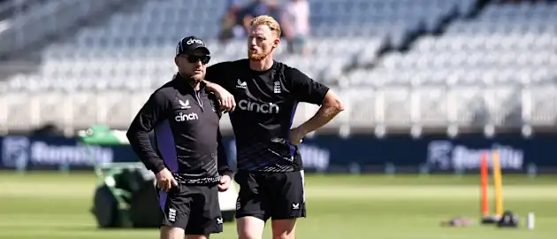 Brendon McCullum with England captain Ben Stokes