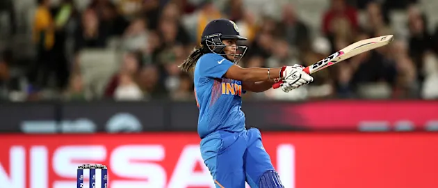 Veda Krishnamurthy of India bats during the ICC Women's T20 Cricket World Cup Final match between India and Australia at the Melbourne Cricket Ground
