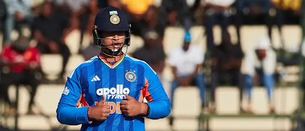 India's Vaibhav Sooryavanshi celebrates 50 runs during the first match in the One Day International cricket series played between Zimbabwe and India at Harare Sports Club on July 23, 2026 in Harare.