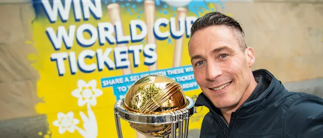 Former England bowler Simon Jones helped launch the mural in Cardiff