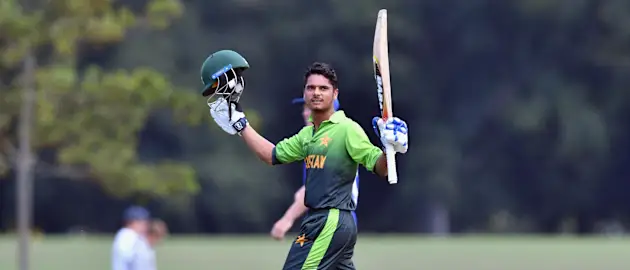 Mohsin Khan celebrates his hundred