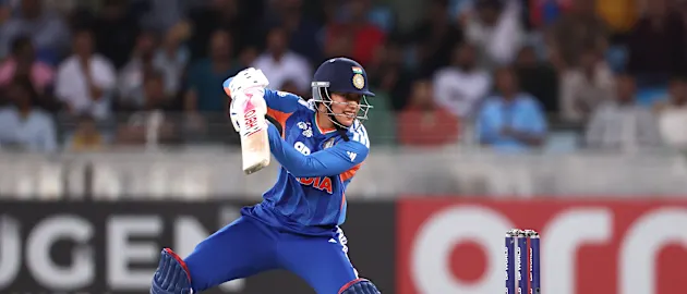 Smriti Mandhana of India bats during the DP World Women's T20 Asia Cup 2026 Semi Final match between India and Sri Lanka at Dubai International Stadium on September 13, 2026 in Dubai, United Arab Emirates. 