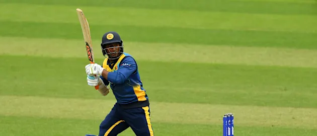 Jeevan Mendis of Sri Lanka bats during the ICC Cricket World Cup 2019 Warm Up match between Sri Lanka and South Africa at Cardiff Wales Stadium on May 24, 2019 in Cardiff, Wales.