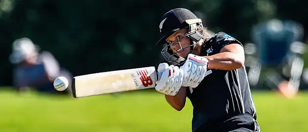 Suzie Bates led the way with 101* in the second ODI between New Zealand Women and Windies Women. Mandatory credit for use of images: ICC/www.photosport.nz