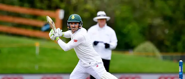 Dean Elgar plays a shot