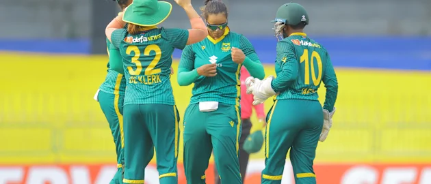 Chloe Tryon with a wicket