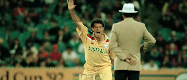 Mike Whitney in action for Australia earlier in 1992