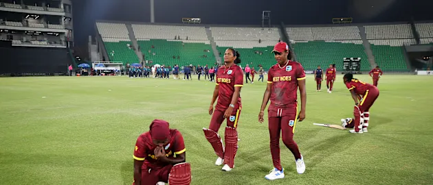 West Indies players react after they fail to qualify for ICC Women's Cricket World Cup 2025 b