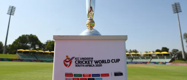 A general view of the trophy ahead of the ICC U19 Cricket World Super League Quarter Final match between Afghanistan and Pakistan at Willowmoore Park on January 31, 2020 in Benoni, South Africa.