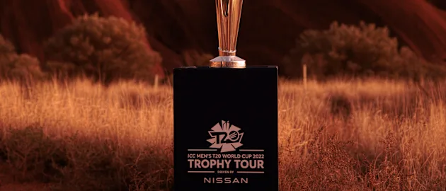 The ICC Men's T20 World Cup Trophy in Uluru